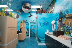 a themed dental office with an ocean theme